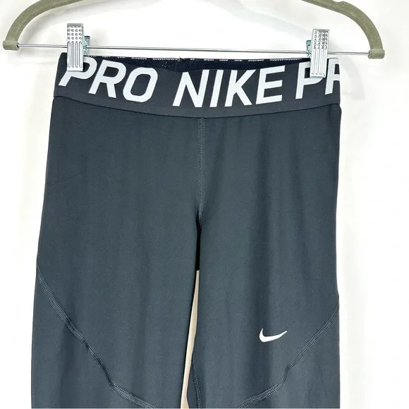 Nike Pro Dri Fit Women’s Sz S Black Activewear Compression Tights Mesh Hem Pants - Picture 2 of 13